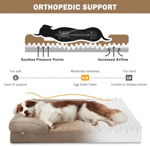 INVENHO Orthopedic Dog Bed for Extra Large Dogs, XXL Waterproof Dog Sofa Beds, Egg-Crate Foam Dog Couch Bed with Washable Removable Cover, Waterproof Lining and Nonskid Bottom