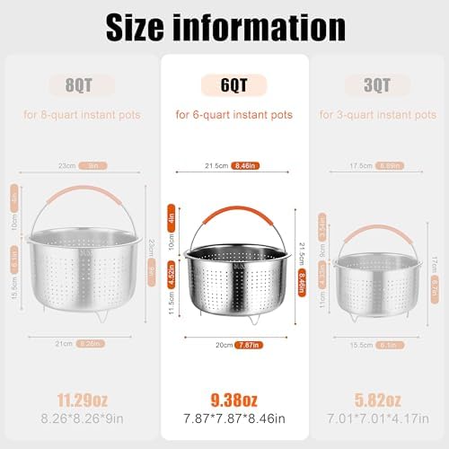 GREATLINK Food Steamer for Cooking, Vegetable Steamer Basket for Instant Pot Accessories 6 Qt, Stainless Steel Steamer Basket for Pot, Veggie, Fish, Seafood, Egg, Pasta, Dumpling Steamer with Handle (6 Qt - Steamer Basket)