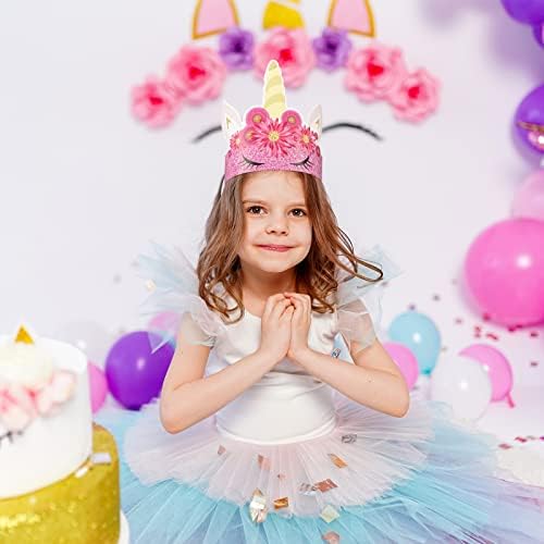 24 Pcs Unicorn Birthday Party Hats Unicorn Paper Party Crown Headbands for Girls Kids, Princess Dress up Unicorn Theme Decorations Favor Supplies Unicorn Party Headbands