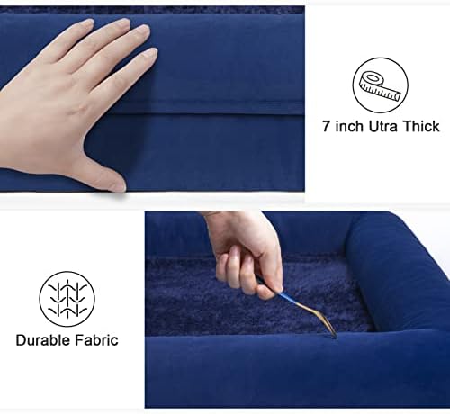 Dog Bed for Extra Large Dogs, Orthopedic Washable Dog Bed with Removable Bolster, Waterproof Pet Bed with Nonskid Bottom, Blue