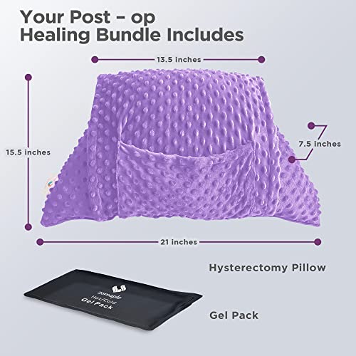 Zomaple Hysterectomy Pillow- Super Comfy Shock Absorbing Hysterectomy Recovery Pillow with 2 Pockets and Gel Pack- Tummy Pillow with Hands Placement Pouch