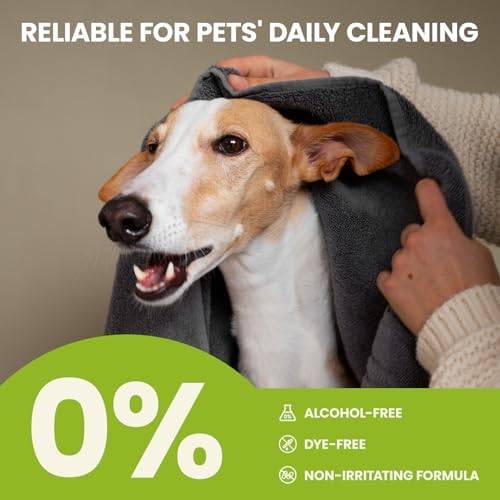 Thicker Dog Ear Cat Ear Cleaner Wipes, Dog Ear Finger Wipes for Dogs & Cats, Natural Relief Dog Ear Cleaning Wipes, Effectively Remove Ear Wax for Dog Kitten, Aloe Scent Deodorizing, 150 Count