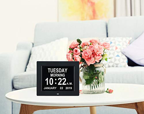 TMC [2024 New Clock with Day and Date for Elderly-Digital Clock Large Display with 12 Alarm Options,Dementia Clock Large Number Digital Clocks for Seniors(8-inch,Black)