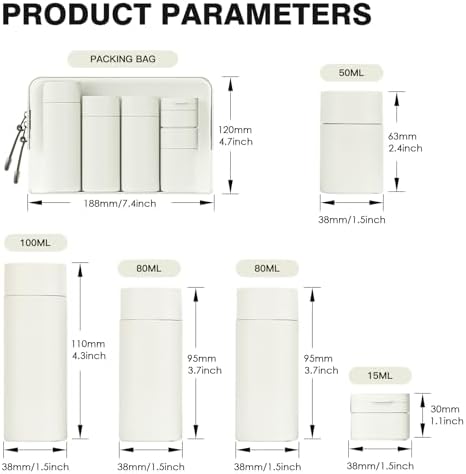 Suteng Travel Bottles for Toiletries, TSA Approved 5 Pack Travel Size Containers, Leak Proof Refillable Travel Accessories for Shampoo Conditioner, Portable Travel Bottles with Clear Toiletry Bag