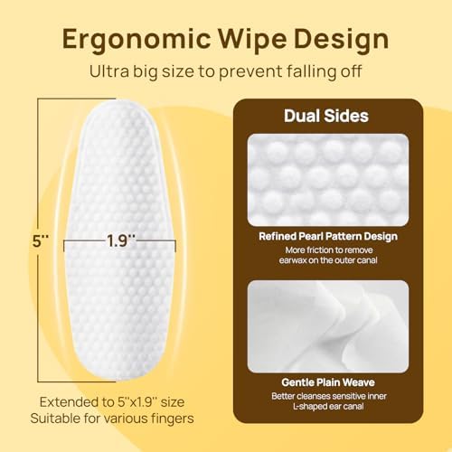 HICC PET Dog Ear Wipes Finger 50 Count Dog Ear Cleaner Wipes for Dogs & Cats, Dog Ear Infection Treatment to Relieve Ear Itching & Inflammation, Remove Ear Wax, Dirt, Smelly - Honey Scent