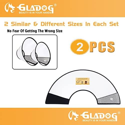 Soft Dog Cone Collar, 2 PCS (for Exact Size) Flexible Plastic Cone for Dogs After Surgery, Dog Recovery Collar, Adjustable E-Collar for Large/Medium/Small Dogs Cat, Comfy Elizabethan Collar (S)