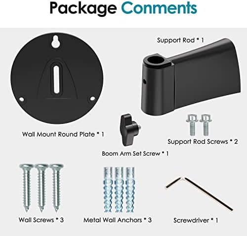 Wall Mount Boom Arm - Wall Mount Microphone Holder for Stand, Vertical Surface Mount and Freely Swiveling Metal Wall Mount Clip Suitable for Saves the Desk Space, Mic Stand Accessories by YOUSHARES