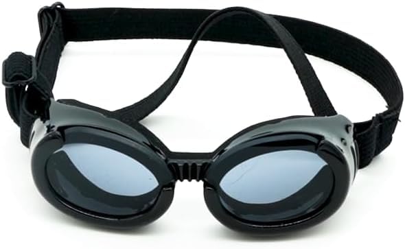 PetSpex® Dog and Cat Sunglasses, Pet Goggles with UV Protection, Windproof Water Resistant Pet Glasses with Adjustable Head and Chin Straps for Outdoor Adventures, Small, Black