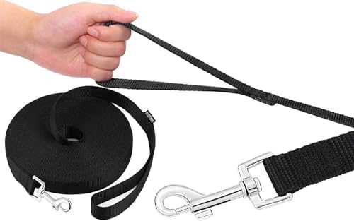AMAGOOD Dog/Puppy Obedience Recall Training Agility Lead-15 ft 20 ft 30 ft 50 ft Long Leash-for Dog Training,Tie Out,Play,Safety,Camping (20Feet x 1Inch, Black)