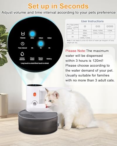 Smart Pet Water Fountain,Wireless Cat Water Fountain No Filter,3.5L/118oz Ultra Silent Cat Fountain,Sewage Separation & Always Fresh Water(with A Quick Dry Pet Mat)