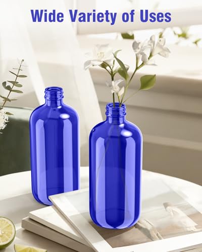Glass Spray Bottle, Blue Glass Spray Bottle Set & Accessories for Non-toxic Window Cleaners Aromatherapy Facial Hydration Watering Flowers Hair Care (2 Pack/8 oz) (Blue)