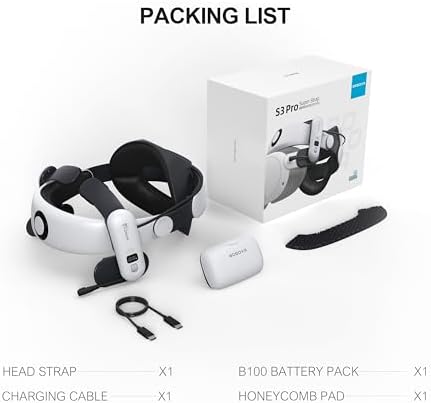 BOBOVR S3 Pro Battery Strap Accessories,Head air Conditioning and 10000mah hot-swappable Battery Pack,Compatible with Meta Quest 3/Quest 3s
