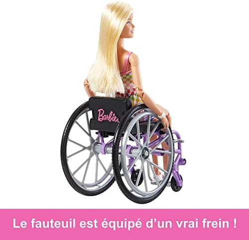 Barbie Fashionistas Doll #194 with Wheelchair & Ramp, Straight Blonde Hair & Rainbow Romper with Accessories