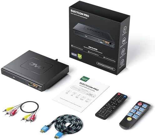 DVD Players for TV with HDMI, DVD Players That Play All Regions, Simple DVD Player for Elderly, CD Player for Home Stereo System, Included HDMI and RCA Cable, with Big Buttons Remote Control