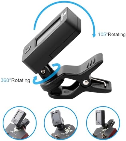 BROTOU Guitar Tuner Clip On with Guitar Capo for Guitar, Bass, Violin, Ukulele, Digital Electronic Tuner Acoustic Guitar Accessories with LCD Display (3 Guitar Picks)