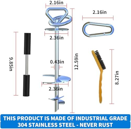 Dog Tie Out Stake,360° Swivel 304 Stainless Steel Dog Run Anchor- Use Any Dog Tie Out Cable or Yard Leash Chains,Heavy Duty Dog Stake for Large Dogs up to 200 LBS-Dog Runner for Yard