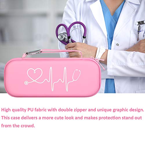 BOVKE Stethoscope Case fits 3M Littmann Classic III Monitoring Stethoscope, Lightweight II S.E, MDF Acoustica, Cardiology IV Diagnostic Stethoscope Holder with Pocket for Nurse Accessories, Pearl Pink