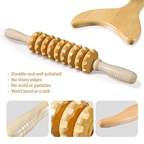 TZEAFDC 3 Pack Wood Therapy Massage Tools Lymphatic Drainage Massager for Body Shaping