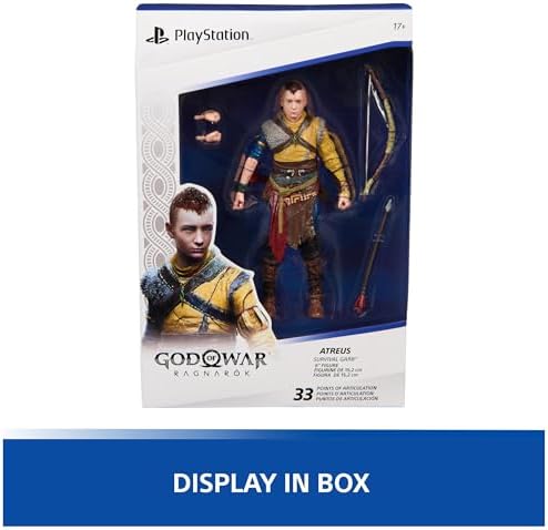 PlayStation God of War Ragnarok, 6” Atreus Action Figure with 4 Accessories, The Shapes Collection, for PS5 Fans & Collectors Ages 17+