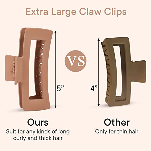 4 Pack 5 Inch Extra Large Claw Clips for Thick Hair, Matte Non-slip Big Claw Clips for Long Hair, Jumbo Claw Clips Hair Accessories for Women and Girls