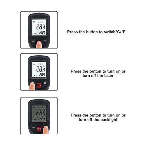 KETOTEK Infrared Thermometer Non Contact IR Digital Laser Temperature Gun -50℃~600℃ (-58℉~1112℉) Adjustable Emissivity Thermometer Gun for Cooking