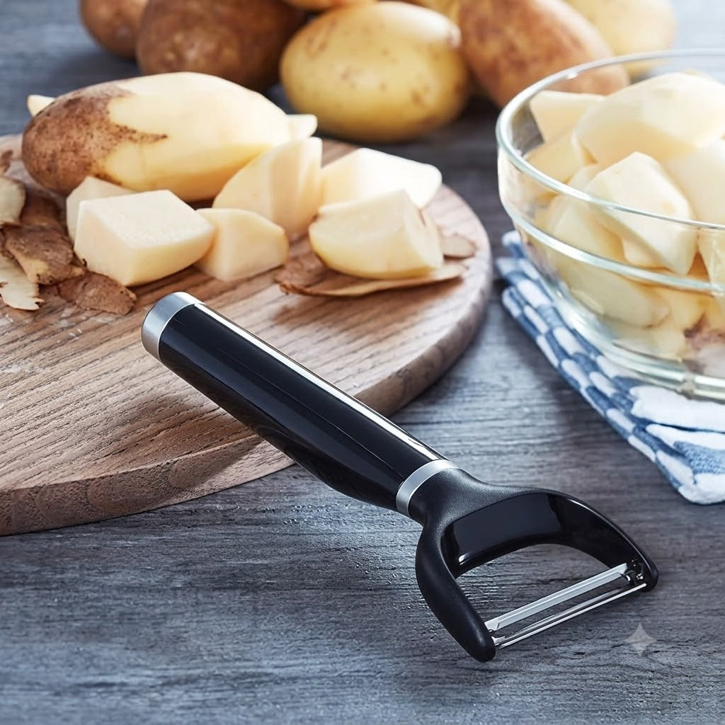 Y Peeler with Ergonomic Handle and Single Edge Blade – Dishwasher Safe with Protective Cover