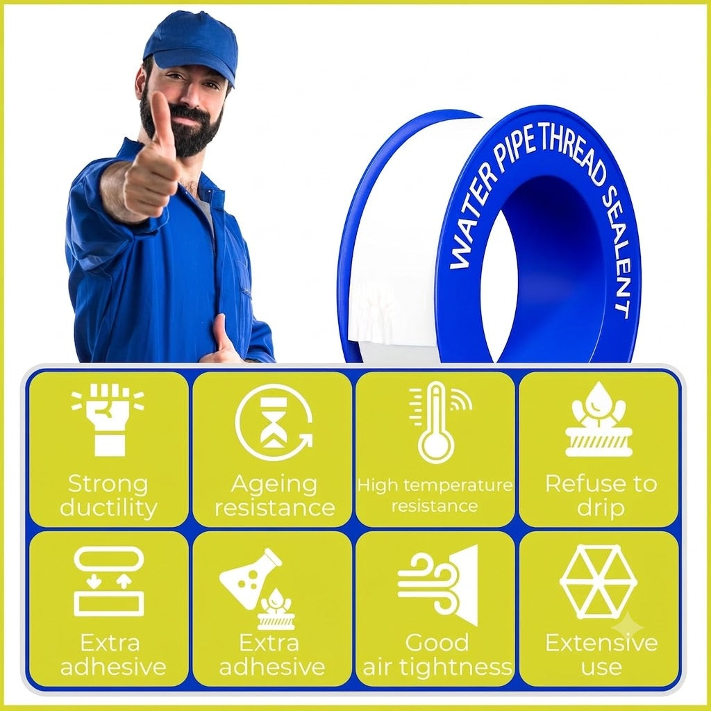 1, 4 or 5 Rolls 1/2 Inch(W) X 520 Inches(L) Teflon Plumbers Tape, Duct Sealant Tape for Shower Head, Plumbing Thread Tap, Water Pipe Sealing Plumbers PTFE Thread Seal (1 Pack)