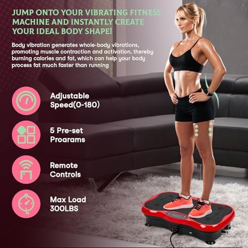Vibration Plate Exercise Machine Vibration Plates for Weight Loss Vibration Plate for Lymphatic Drainage Whole Body Shaking Vibrating Plate Exercise Machine Fitness Platform with Resistant Band