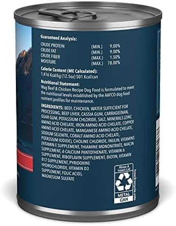 Amazon Brand - Wag Pate Canned Dog Food, Beef & Chicken Recipe, 12.5 oz Can (Pack of 12)
