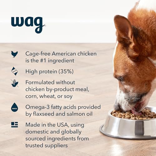 Amazon Brand - Wag Dry Dog Food Grain-Free Chicken & Lentil Recipe, High Protein (4 lb bag)