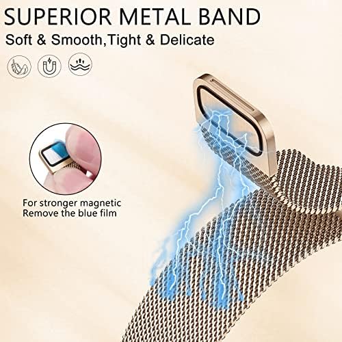 surundo Compatible with Fitbit Charge 6/Charge 5 Bands for Wmen Men, Metal Mesh Milanese Loop Adjustable Strap Replacement for Fitbit Charge 6/Charge 5 Advanced Fitness & Health Trackers