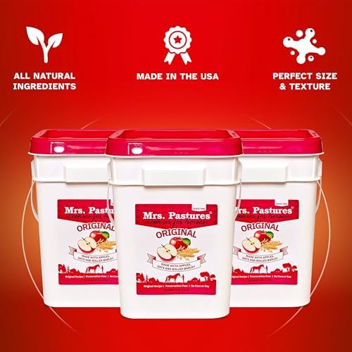 Mrs Pastures Cookies and Treats for Horses - Premium Horse Treats - Made with Apples, Oats, and Rolled Barley - Preservative Free - All Natural Ingredients - No Corn or Soy - Made in USA - (32oz Jar)
