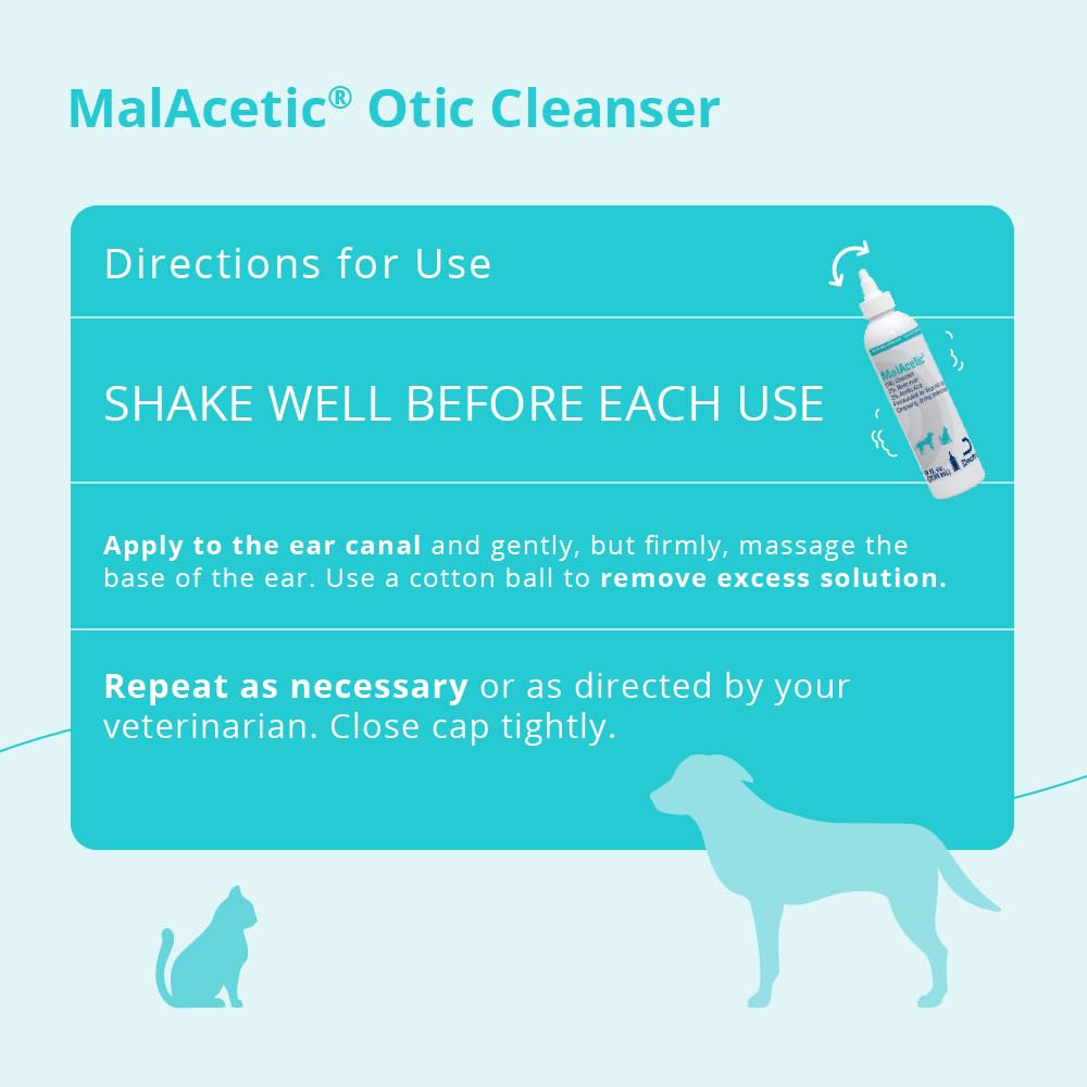 Malacetic Otic Cleanser for Dogs and Cats, 8 fl oz
