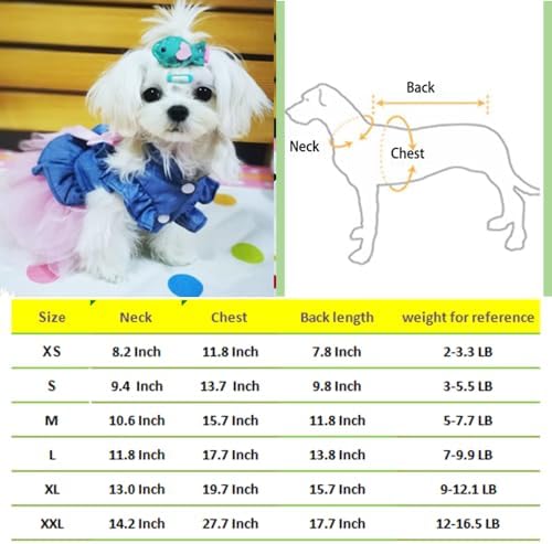 ANIAC Pet Denim Dress with Cute Bow-Knot Comfy Vest Skirt Lace Trim Tutu Summer Spring Clothes for Cats and Small Dogs (XX-Large)