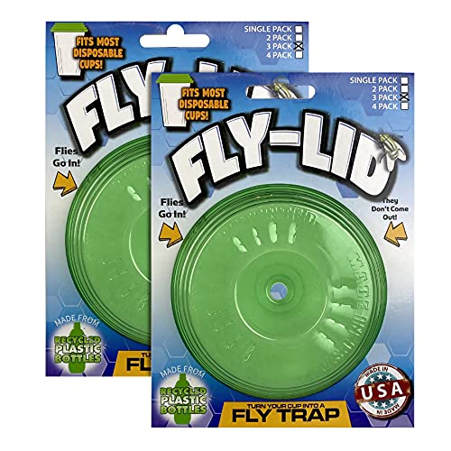 Billy-Bob Fly Lid - Turn Almost Any Cup Into A Fly Trap. Indoor and Outdoor Use - 3 Lids per Pack, 6 Lids Total