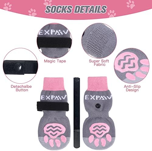 EXPAWLORER Anti-Slip Dog Socks to Prevent Licking Paws,Dog Shoes for Hot/Cold Pavement,Best Paw Protector Traction Control on Hardwood Floor,Dog Booties for Puppy Small Medium Large Senior Dogs