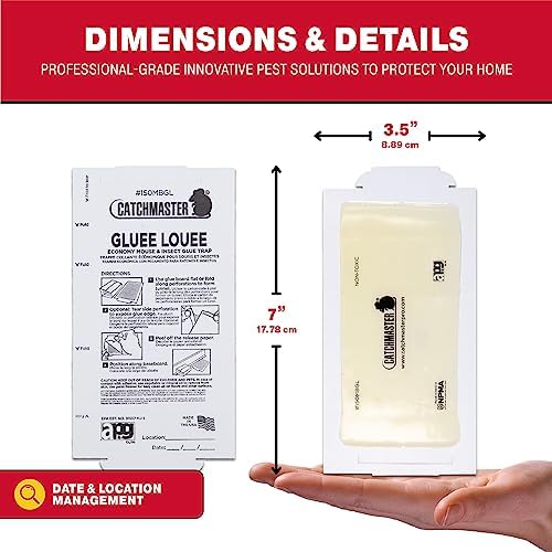 Catchmaster Mouse and Insect Glue Boards, 75-Pack Mouse Traps Indoor for Home, Sticky Pest Control Adhesive for Catching Bugs, Small Mice & Rodents, Non Toxic Bulk Glue Traps