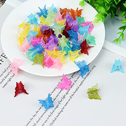 EAONE Glossy Mini Butterfly Clips, Colorful Mini Hair Claw Clip for Girls and Women, 90s Y2K Cute Hair Styling Accessories, More than 10 Asscorted Colors, Set of 50