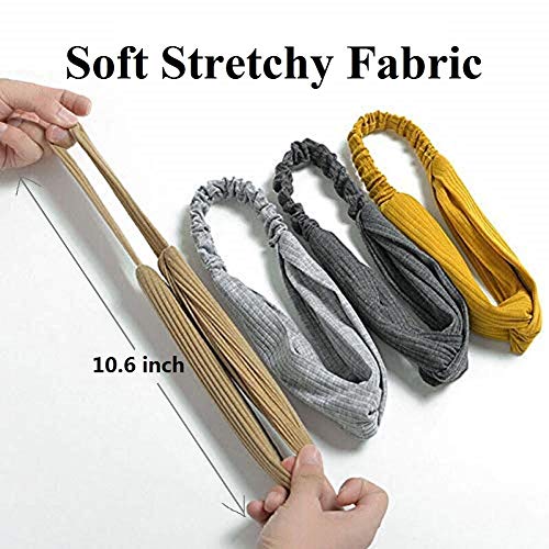 Huachi Hairband for Women's Hair, 8pcs Elastic Headbands for Women, Solid Color, Ribbed Knitting, Soft, Non-slip, Stretchy, Breathable, Suitable for Any Occasions, Hair Styling Accessories