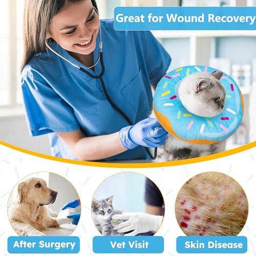 Cat Cone Collar Soft, Cat Recovery Collar for Wound Healing Cute Donut Adjustable Kitten Cones to Stop Licking Comfortable Lightweight Neck Elizabethan Collars for Cats Kittens After Surgery