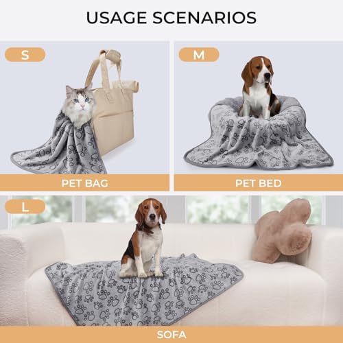 Luciphia 1 Pack 6 Dog Blankets Cat Soft Fluffy Fleece Pet Blanket Warm Cute Print Design Puppy Kitten Doggy Paw Grey Large(41"x31")
