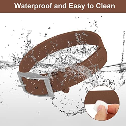 Adjustable Dog Collar with Airtag Holder: Durable Dog Collars, Soft Rubber Coated Webbing, Waterproof and Easy to Clean, for Small Medium Large Dogs(L|15"-19" × 1 in, Coca Mocha)