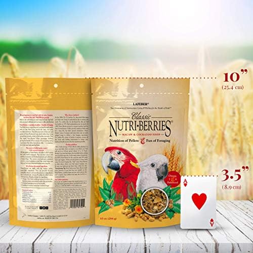 LAFEBER'S Classic Nutri-Berries Pet Bird Food, Made with Non-GMO and Human-Grade Ingredients, for Macaws and Cockatoos, 10 oz