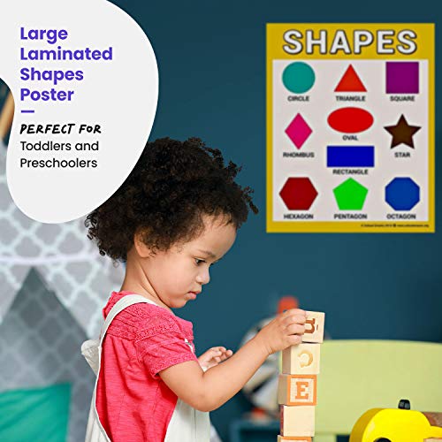 School Smarts Shapes Poster for Classroom Wall or Home - 17" x 22" Shapes Chart for Toddlers Homeschool Preschool - Fully Laminated Durable Material