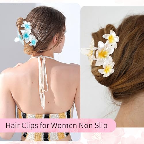 Ondder 4 Pcs Flower Hair Clips for Women 4.5 Inch Claw Clips Large Matte Hair Clips for Thick Hair Non Slip Strong Hold Big Hair Clips for Girls Jaw Hair Clips Hair Accessories for Women Girls