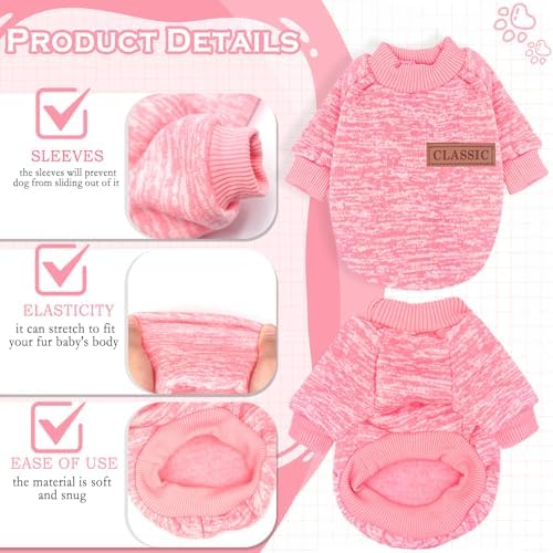 2 Pieces Dog Sweaters for Small Dogs Fall Dog Clothes Female Winter Fleece Puppy Sweaters Warm Thick Outfit Pet Small Dog Sweater for Boy Girl Dogs Yorkie, Chihuahua, Bulldog, Dachshund,Pug, Medium