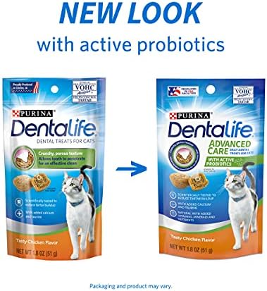 Purina DentaLife Made in USA Facilities Cat Dental Treats, Tasty Chicken Flavor - (Pack of 10) 1.8 oz. Pouches