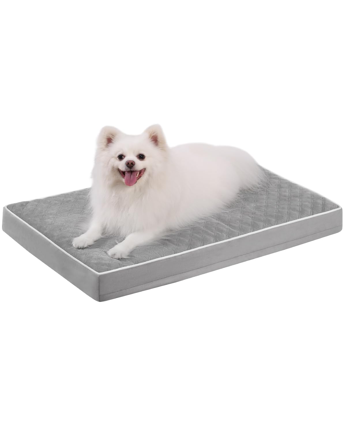 KSIIA Orthopedic Dog Bed Medium Size Dog with Removable Machine Washable Cover Waterproof Crate Pad with Egg Crate Foam and Non-Slip Bottom, 29x18 Inch, Light Gray