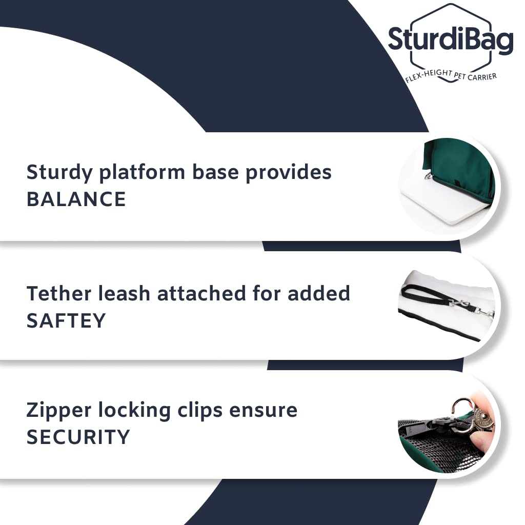 SturdiBag XL Pet Travel Carrier: Flexible Height for Cat and Dog Soft Sided with Safety Clips and Seatbelt Straps | Smoke, 20" x 16" x 12" (PN: SB3-PRO-SM)