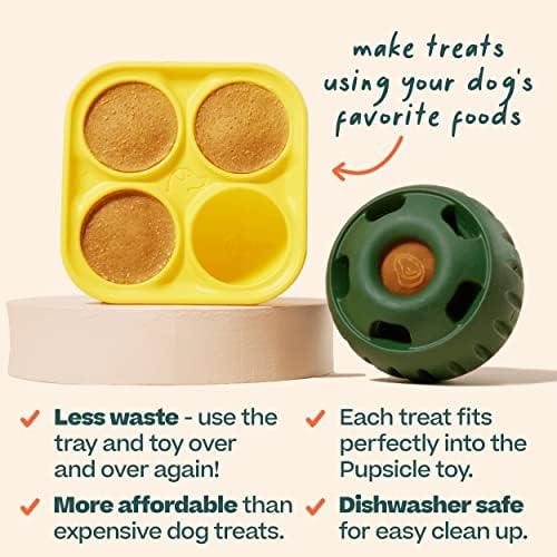 WOOF Pupsicle Treat Tray Mold, Small 10-25 lbs, Silicone Molds for Dog Treats, Dishwasher Safe, Reusable Treat Tray, Freeze Refill Treats For The Pupsicle Toy